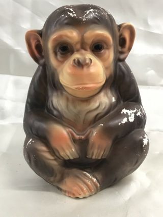Japan Vtg Chalk Or Ceramic Monkey Still Bank
