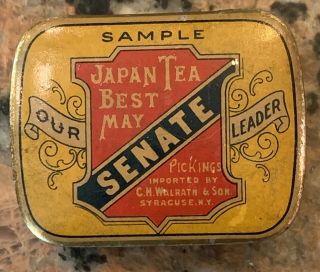Scarce 1930s - 40s Senate Tea Brand Sample Tin 2.  25” X 1.  75” X.  75”