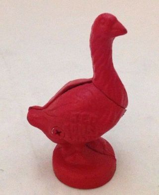 Antique Cast Iron Coin Bank Red Goose Shoes Advertising