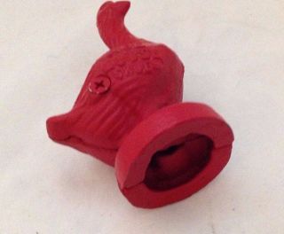 Antique Cast Iron Coin Bank Red Goose Shoes Advertising 6