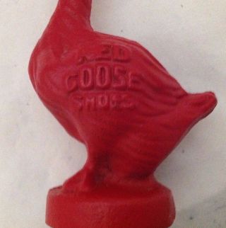 Antique Cast Iron Coin Bank Red Goose Shoes Advertising 7