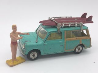 Corgi Toys Diecast Woodie Wagon Surf Surfboard Car Austin Mini Countryman