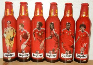 Jupiler 6 Alu Bottle Cans Soccer Players Set From Belgium (472ml)