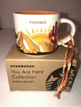 Rare Starbucks Phoenix You Are Here Christmas Ornament 2oz Ceramic Mini Mug