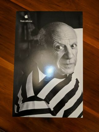 Apple Think Different Poster,  Pablo Picasso By Steve Jobs Rare 1998 11 X 17