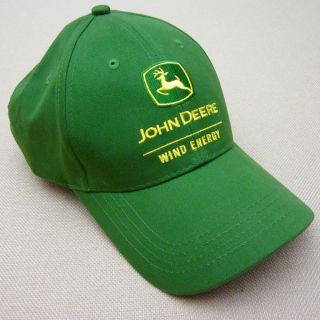 John Deere Twill Baseball Cap Hat Embroidered Logo Wind Energy Signature Green