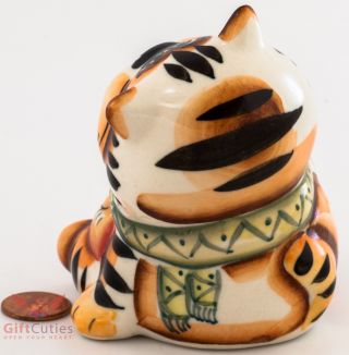Lazy Cat frm cartoon Russian Collectible Gzhel style Colorful Porcelain Figurine 3
