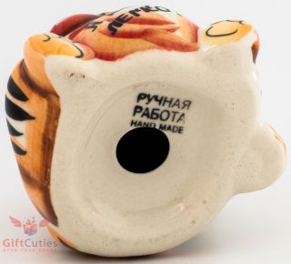 Lazy Cat frm cartoon Russian Collectible Gzhel style Colorful Porcelain Figurine 6