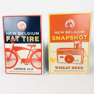 Belgium Fat Tire Amber Ale Beer Embossed Metal Beer Signs 16.  5x11” Snapshot