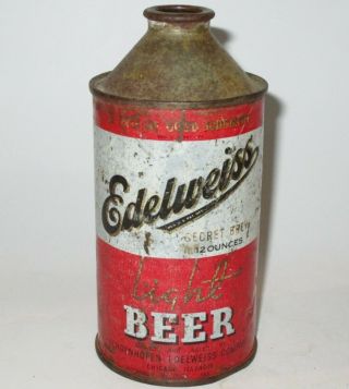 Edelweiss Secret Brew Cone Top Beer Can,  Schoenhofen,  Chicago,  Il,  Irtp,  1940s