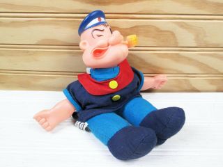 Vintage Uneeda Popeye The Sailor Man Plush Doll 8 " Plastic 70s 1979 70895