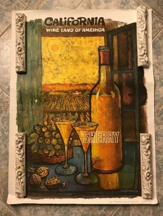 Amado Gonzalez 1960s Wines Of California Wine Land Of America Poster Sherry