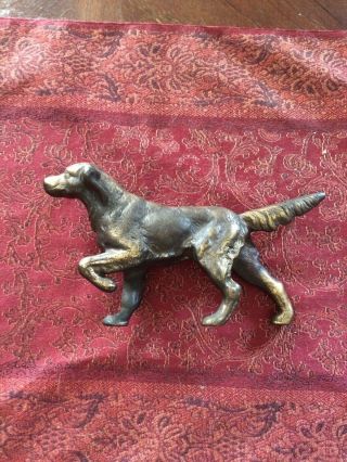 Vintage Brass Bronze Golden Retriever Hunting Dog Figurine With Patina