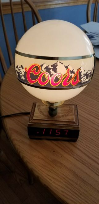 Vintage Coors Beer Advertising Bar Clock Lamp Sign Register Globe Light