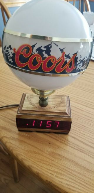 Vintage Coors Beer Advertising Bar Clock Lamp Sign Register Globe Light 3