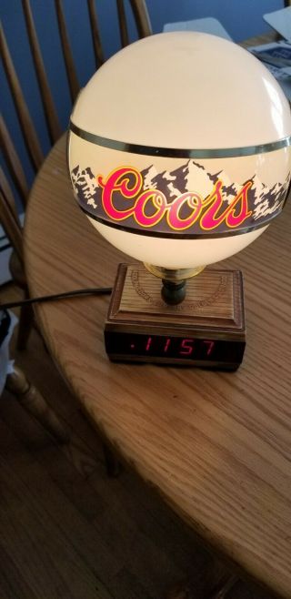 Vintage Coors Beer Advertising Bar Clock Lamp Sign Register Globe Light 4