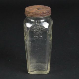 Mickey Mouse Jam Jar Coin Bank Vtg Clear Bottle Glass
