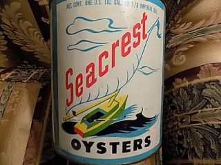 Vintage Seacrest Oysters Vintage Oyster Can - Maryland Gallon -