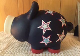 Rare Pig Piggy Bank 6 " Old Navy Blue And Star,  The 4th Of July Theme