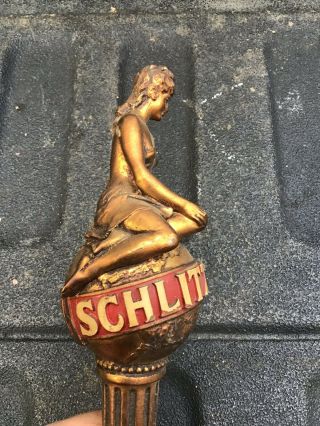 SCHLITZ BEER LADY ON THE WORLD TAP HANDLE 3