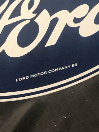 Vintage porcelain Ford Motor Company sign Marked “58” 2