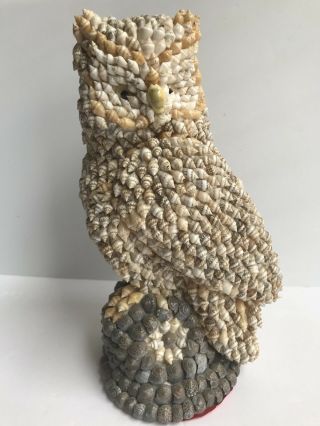 Owl Figurine 10 1/4 " Tall Made From Tiny Shells Pre Owned Souvenir Collectible
