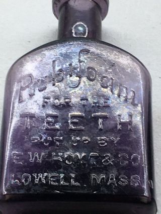 Purple Rubifoam For The Teeth E.  W.  Hoyt & Co.  Lowell Ma.  Dental Bottle Great Dec