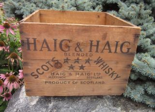 Vintage Haig And Haig Scotch Whiskey Bottle Wood Wooden Crate Scotland