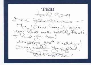 Ted Koppel Journalist Autographed Hand Written Note On Ted Card