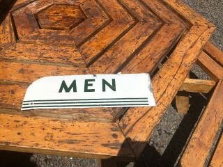 Vintage Antique Porcelain Two - Sided Gas Station Sign " Men " Restroom Bathroom