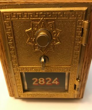 Bank Vintage Wood Post Office Door Mail Box Coin Bank W/combo