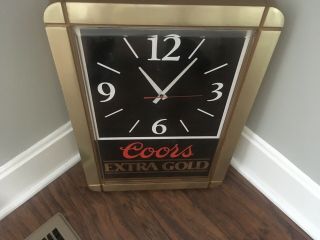 Vintage Beer Advertising Bar Sign Clock Coors Extra Gold