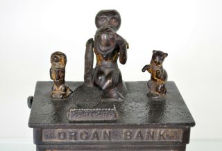 Kyser & Rex Organ Bank Cat Dog Monkey Cast Iron Mechanical Coin Parts/Restore 2
