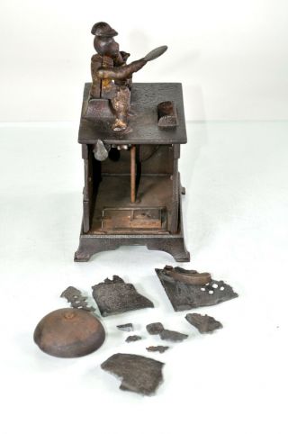 Kyser & Rex Organ Bank Cat Dog Monkey Cast Iron Mechanical Coin Parts/Restore 5