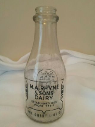 Vintage Milk,  M.  A.  Rhyme & Sons Dairy,  Rd,  Qt,  Black Acl.