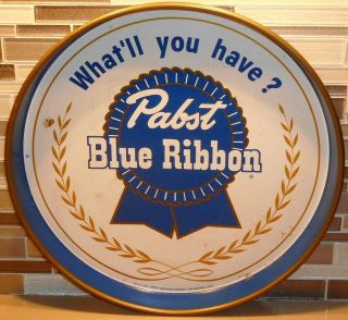 Vintage Pabst Blue Ribbon Beer Metal Serving Tray No U - 304
