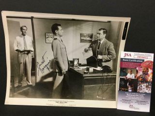 Ernest Borgnine Autograph Signed 8x10 Black & White " 3 Brave Men " Wire Photo Jsa