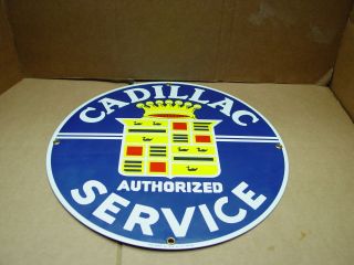 CADILLAC AUTHORIZED SERVICE METAL PORCELAIN 11 1/4 HEAVY METAL ADVERTISING SIGN 2