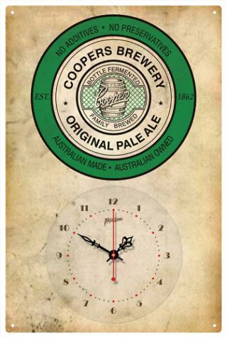 Coopers Brewery Pale Ale Vintage Tin Sign Clock