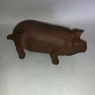 Vintage Cast Iron Brown Pig Collectible 5 1/2 " X 2 1/2 "