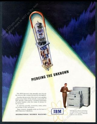 1951 Ibm Computer Vacuum Tube Art Piercing The Unknown Vintage Print Ad