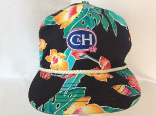 Vintage Hawaiian C&h Pure Cane Sugar Hawaii Print Hat Cap Tropical Vacation Rare