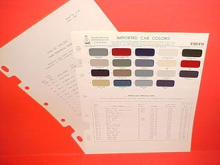 1957 - 1965 Volvo P1800 Sport Coupe 122s Sedan Pv544 Pv445 Pv444 Wagon Paint Chips
