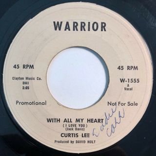 Curtis Lee Pure Love/with All My Heart Rare Rockabilly Rocker Warrior 45 Hear