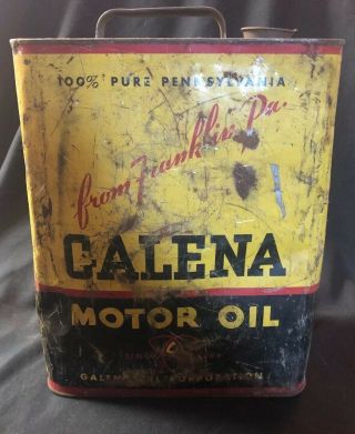 Galena Vintage 2 Gallon Oil Can Extremely Rare Yellow Version.  See Pictures
