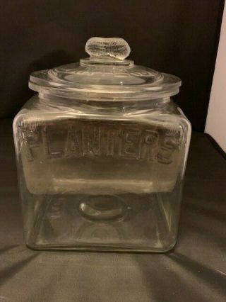 Antique Planters Peanuts Store Display Jar W/ Lid Glass Advertising Rare