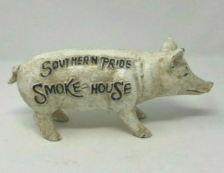 Vintage Cast Iron Hog Pig Bank Advertising 