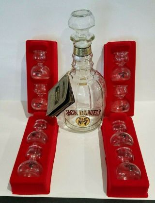 Vintage Jack Daniels Old No 7 Maxwell House Decanter With Bubble Shot Glasses