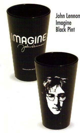 John Lennon The Beatles Imagine Black 16 Oz Pint Glass Barware