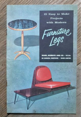 Rare Vintage 1961 Mid Century Modern Furniture Legs Project Booklet Sears